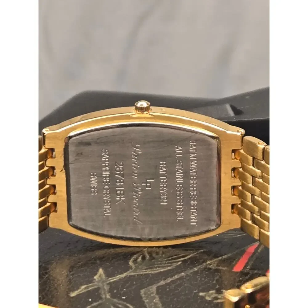 Lucien Piccard Men's Gold Dress Swiss Sapphire Crystal